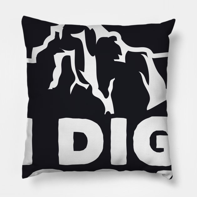 Future Geologist I Dig Rocks Pillow by HungryDinoDesign