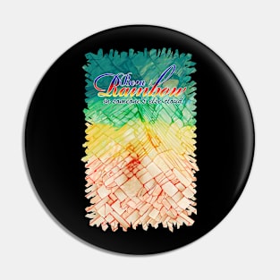 Rainbow typograph with Cracked out Glass abstract background Pin