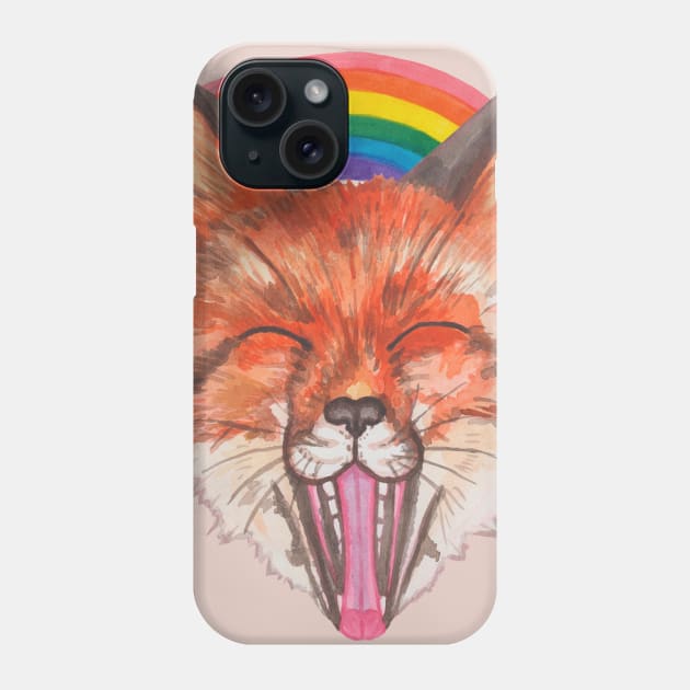 Fox face with rainbow and clouds Phone Case by deadblackpony