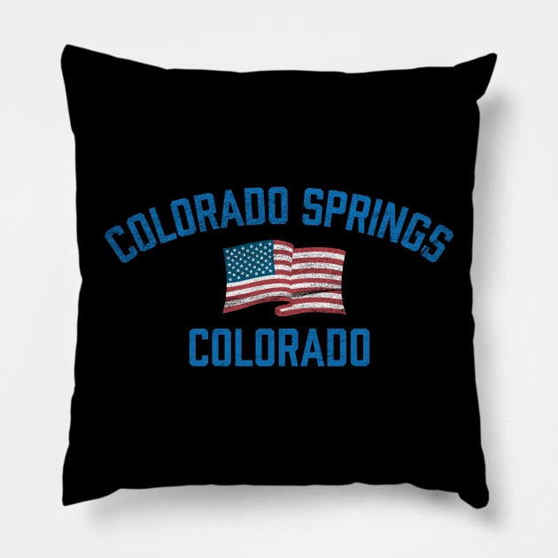 Colorado Springs Colorado Vintage USA Flag Pillow by TGKelly