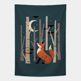 Winter Forest Fox Tapestry