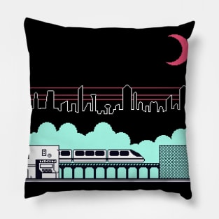 Cyberpunk Train Station Pillow