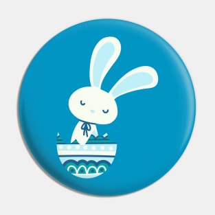 Easter rabbit in a pastel and dark blue egg shell. Pin