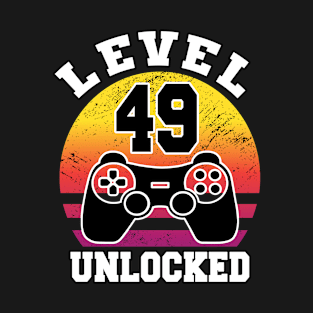 level 49 unlocked 49 Years Old retro 80s 49th Birthday gamer T-Shirt