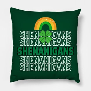 Fun St. Patrick's Day Shenanigans rainbow four leaf clover Pillow