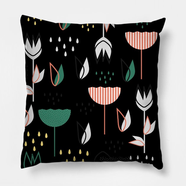 Flowers and raindrops Pillow by CocoDes