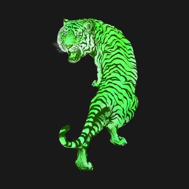 Cyberpunk Neon Lime Green Tiger by CRAFTY BITCH