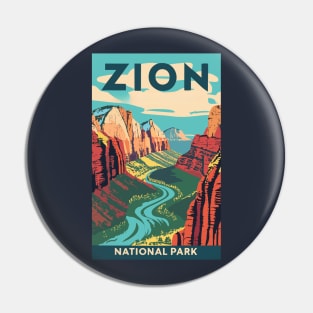 A Vintage Travel Art of the Zion National Park - Utah - US Pin