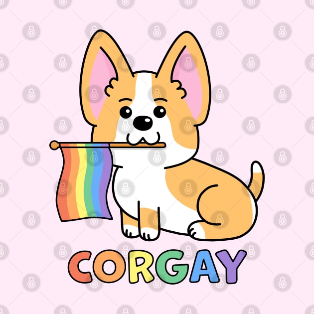 Corgi Corgay Pride Flag Pun by DimensionC169