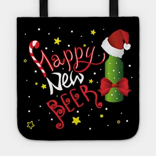 Happy new beer Christmas humorous lettering Tote