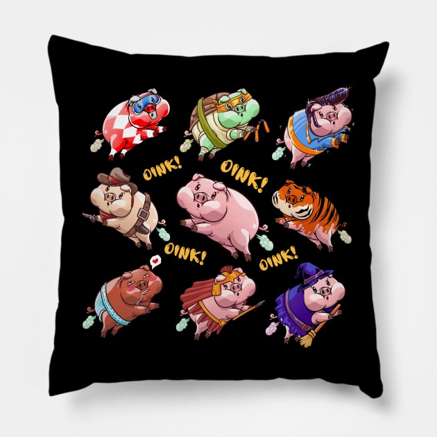 oink pigs costume party Pillow by Crow Creations