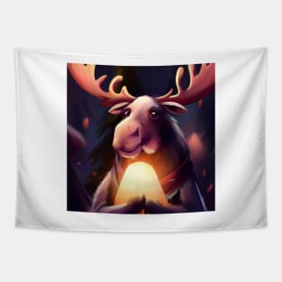 Cute Moose Drawing Tapestry