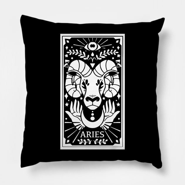 Aries - Tarot Style Pillow by allisonelyse