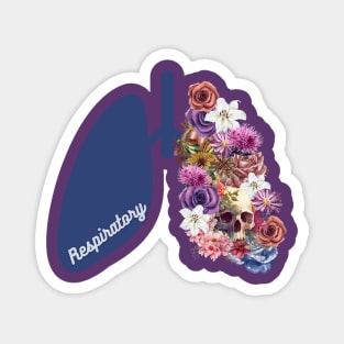 Floral Respiratory Lungs w Skull Magnet