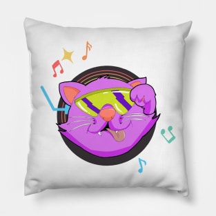 Funky Cat Vinyl Music funny cat with funky glasses Pillow