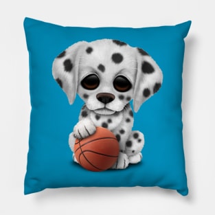 Dalmatian Puppy Dog Playing With Basketball Pillow