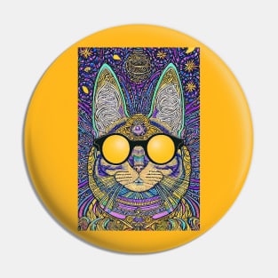 Cosmos Cat Wearing Sunglasses-Quasar! Pin