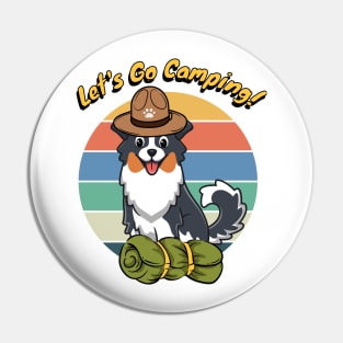 Funny Collie Dog Wants to go Camping Pin