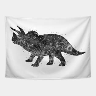 Triceratops dinosaur black and white Tapestry