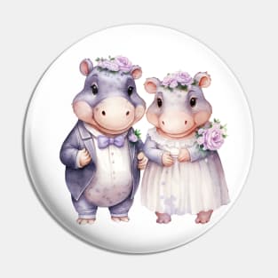 Hippopotamus Couple Gets Married Pin