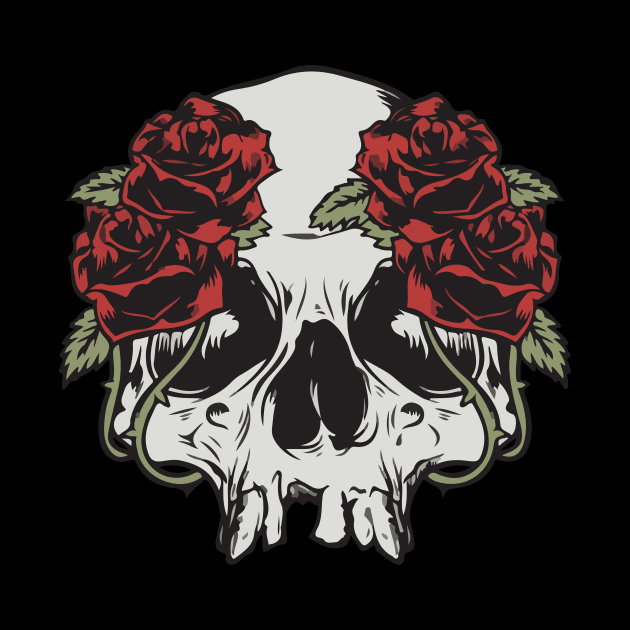 skull roses death by Spring Moon