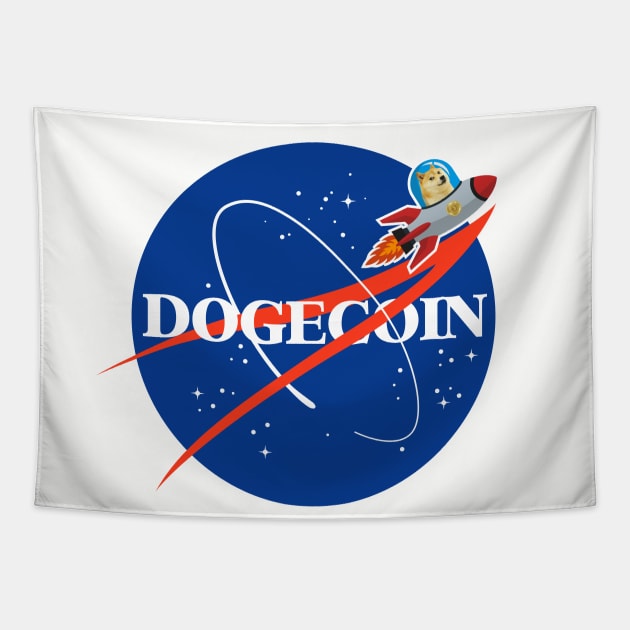 Dogecoin - NASA Parody Tapestry by wookiemike