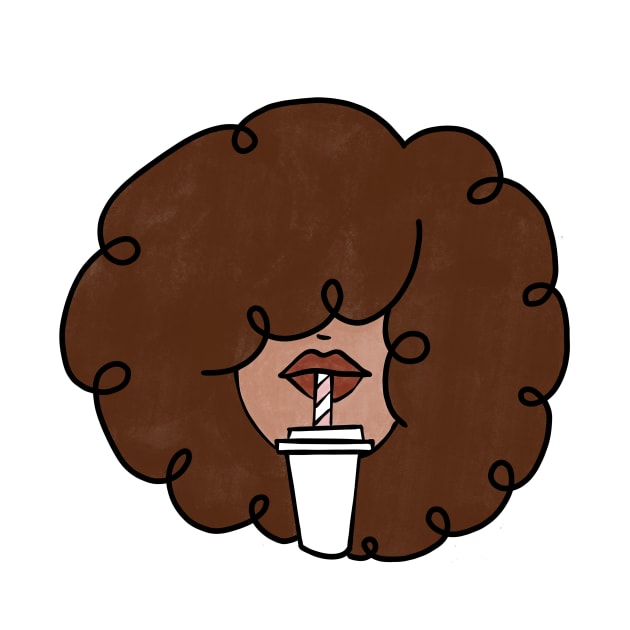 Pepette with a straw Beautiful Black Woman Drinking in a Travel Mug Cute Coffee Dates Coffee Espresso Cappuccino Latte Macchiato Coffee with Milk Cute Black Woman with Afro Hair Natural Hair Curly Hair Perfect Coffee Lover Gift for African American by nathalieaynie