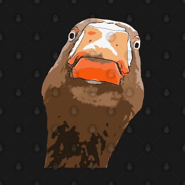 Brown Duck With Geeky Expressive Face Cartoon Style by taiche