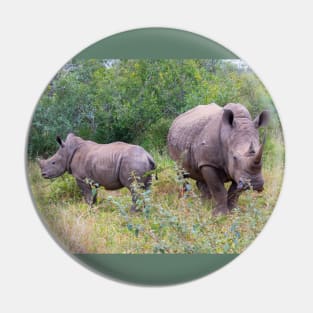 Rhino mother and baby foraging Pin