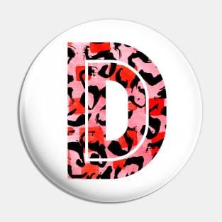 Abstract Letter D Watercolour Leopard Print Alphabet Red Pin