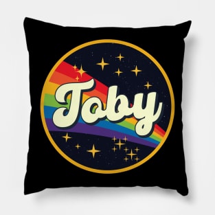 Toby // Rainbow In Space Vintage Style Pillow