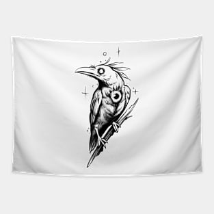 Pencil Tattoo Crow oen eyes Tapestry