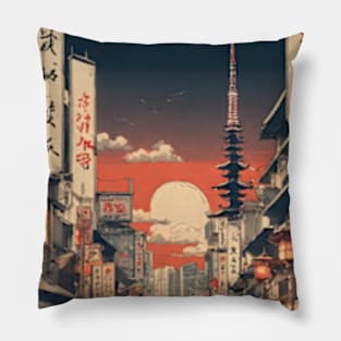 japan tokyo vintage travel tourism 2 Pillow