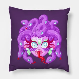 Medusa Kawaii Purple Pillow