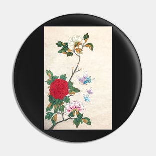 Minhwa: Peony and Butterflies (Korean traditional/folk art) Pin