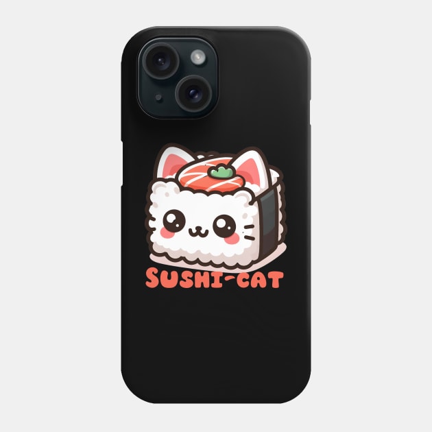 Sushi-Cat Kawaii Pun Phone Case by PunnyBitesPH