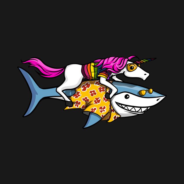 Unicorn Riding Shark Party - Unicorn Riding Shark - T-Shirt | TeePublic