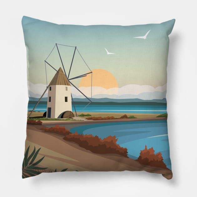 San Pedro Del Pinatar, Murcia, Spain Pillow by typelab