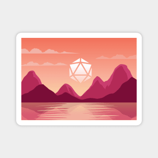 Pink Mountains and Sunset Polyhedral Dice Sun Sunset Magnet