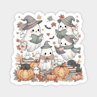 Book Reading Ghosts with Cats Design Magnet