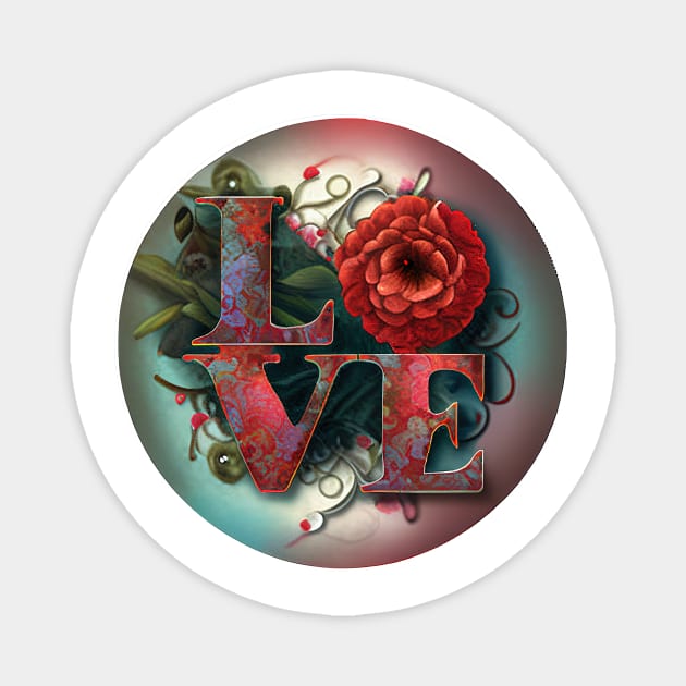 Floral love sign Magnet by BrainfArtBros