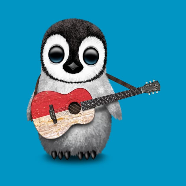 Baby Penguin Playing Indonesian Flag Guitar by jeffbartels