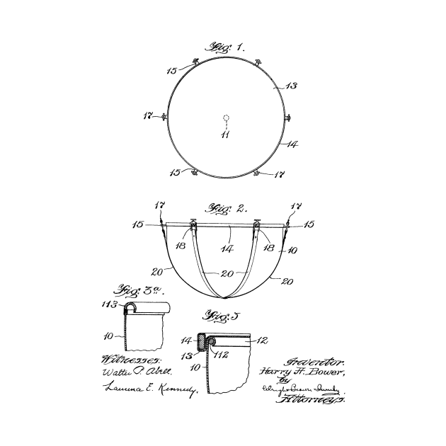 Tuning Device for Timpani Vintage Patent Hand Drawing by TheYoungDesigns