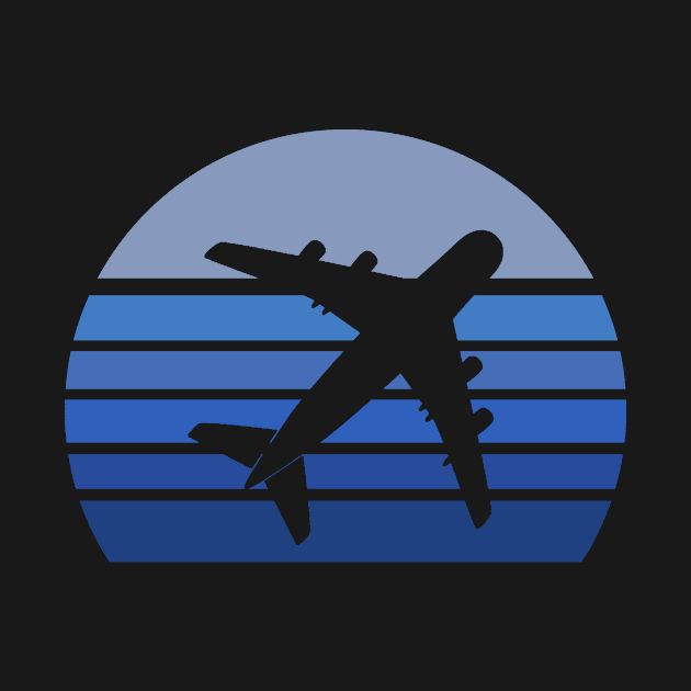 Retro Blue Airplane Silhouette by LetsBeginDesigns