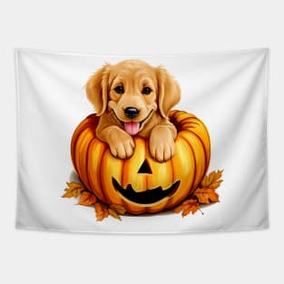 Golden Retriever Dog inside Pumpkin #1 Tapestry