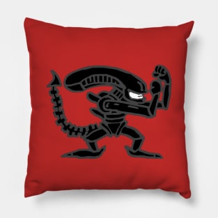 the fighting alien {grey} Pillow