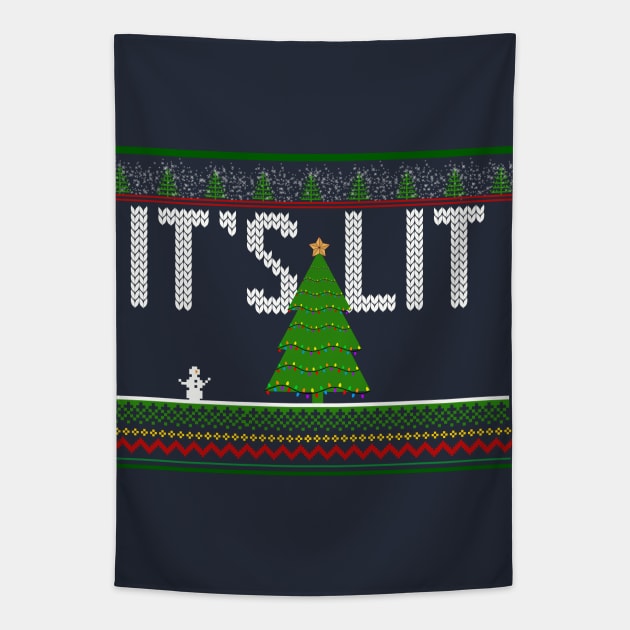 It's Lit Christmas Tree Ugly Sweater Tapestry by TwistedThreadsMerch