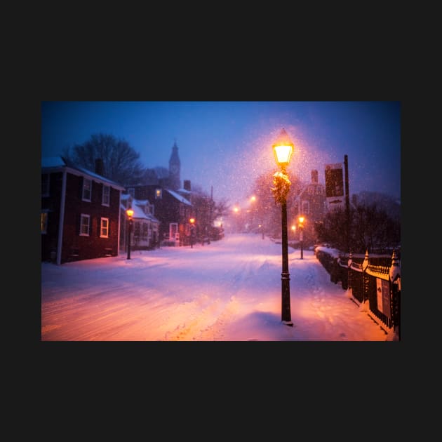 Old Town Marblehead Snowstorm Looking up at Abbot Hall by WayneOxfordPh