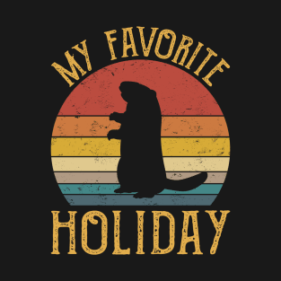 Vintage Retro My Favorite Holiday Groundhog Day T-Shirt