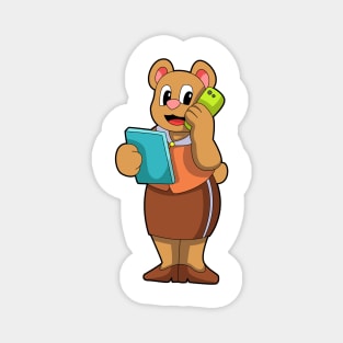 Bear as Secretary at Call with Phone Magnet